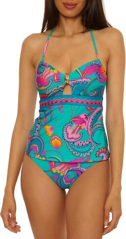 Trina Turk Womens Mykonos Tankini Bikini Top, Adjustable, Tie Back, Swimwear Separates for Women in Saudi Arabia