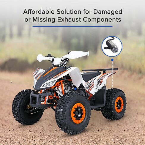 AlveyTech Muffler & Pipe Assembly for Coleman AT125-EX ATV - Durable Metal with Matte Black Finish Muffler Header Exhaust Pipe, Predator Engine Parts, Replacement 4-Wheel ATV Accessories, DIY Install in Kuwait