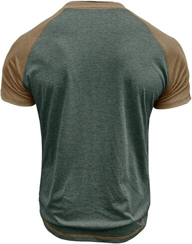Men’s Color Block Henley Sweatshirt Short Sleeve Button Front Casual Sweatshirt Breathable Streetwear Top in Saudi Arabia