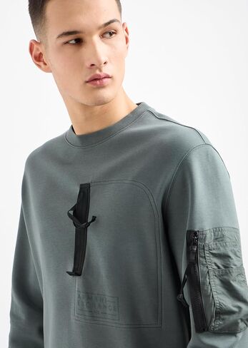 Armani Exchange Men's Utility Sweatshirt With Fashion Zippers in Saudi Arabia