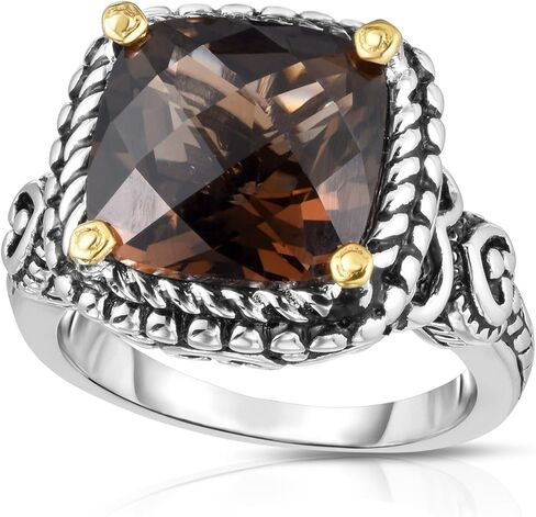 925 Sterling Silver Genuine Smoky Quartz 12mm Statement Ring in Saudi Arabia