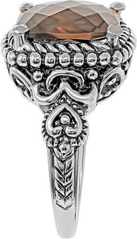 925 Sterling Silver Genuine Smoky Quartz 12mm Statement Ring in Saudi Arabia