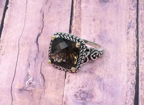 925 Sterling Silver Genuine Smoky Quartz 12mm Statement Ring in Saudi Arabia