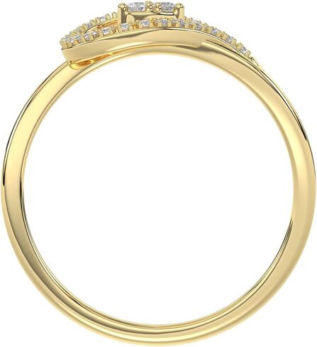 10K Yellow Gold Heart Shape Natural Diamond Ladies Ring, 0.15 CTW with Round Cut, Symbol of Love (Color-H-I, Clarity-I2-I3) in Saudi Arabia