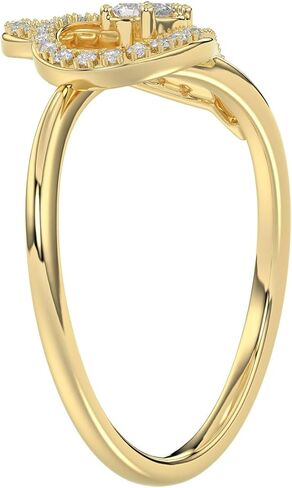 10K Yellow Gold Heart Shape Natural Diamond Ladies Ring, 0.15 CTW with Round Cut, Symbol of Love (Color-H-I, Clarity-I2-I3) in Saudi Arabia