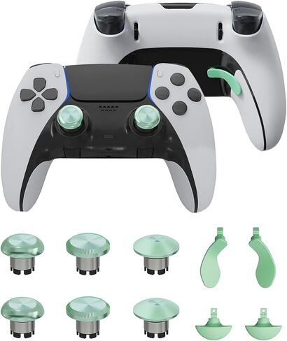 Metal Thumbsticks & Back Paddles for PS5 Edge Controller, Analog Thumb Sticks Caps Replacement Kit for PS5 Dual Sense Edge Stick Module, 6 Joysticks, 4 Back Buttons, Silver in Kuwait