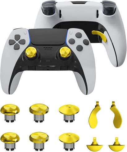 Metal Thumbsticks & Back Paddles for PS5 Edge Controller, Analog Thumb Sticks Caps Replacement Kit for PS5 Dual Sense Edge Stick Module, 6 Joysticks, 4 Back Buttons, Silver in Kuwait