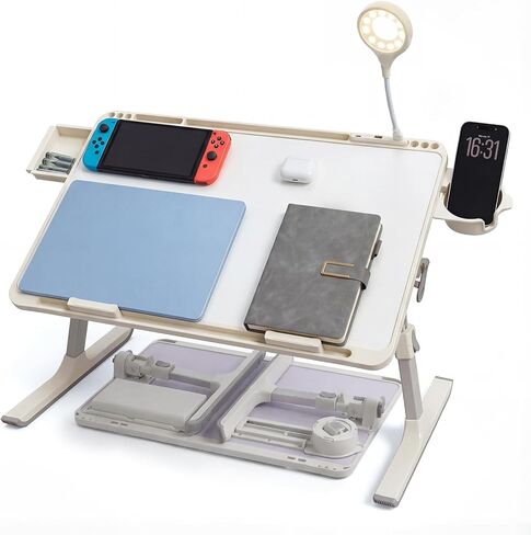 Laptop Lap Desk with Storage Compartment, USB Ports, Cup Holder, and Book Shelf. Ideal for Office Work, Drawing, Dining, Gaming, and More. in Saudi Arabia