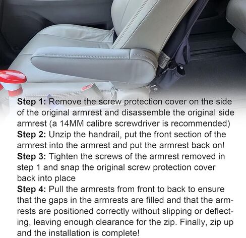 GXARTS Left and Right Leather Seat Armrest Cover Compatible with Toyota Sienna 2011 2012 2013 2014 2015 2016 2017 Black Leather Part Only in Kuwait