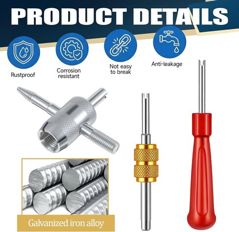 33PCS Valve Stem Removal Tool Kit, Valves Core Remover and Cores and Caps, Universal Tire Valve Stem Removal Tools Replacement Kit 4-Way Valves Tool for Car Truck Motorcycle Bicycle Repair in Saudi Arabia