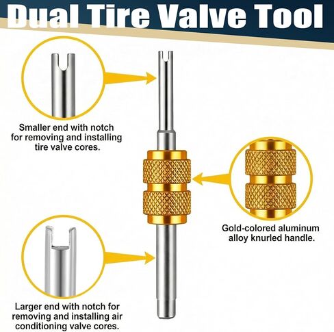 33PCS Valve Stem Removal Tool Kit, Valves Core Remover and Cores and Caps, Universal Tire Valve Stem Removal Tools Replacement Kit 4-Way Valves Tool for Car Truck Motorcycle Bicycle Repair in Saudi Arabia