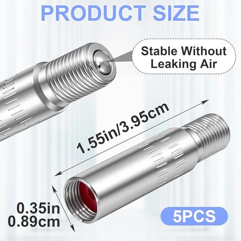 5 Pcs 39MM Tire Valve Extender, Metal Valve Stem Extension, Tire Stem Extension, Brass Valve Extender for Car, Truck, Motorcycle (Silver) in Kuwait