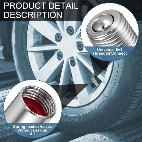 5 Pcs 39MM Tire Valve Extender, Metal Valve Stem Extension, Tire Stem Extension, Brass Valve Extender for Car, Truck, Motorcycle (Silver) in Kuwait