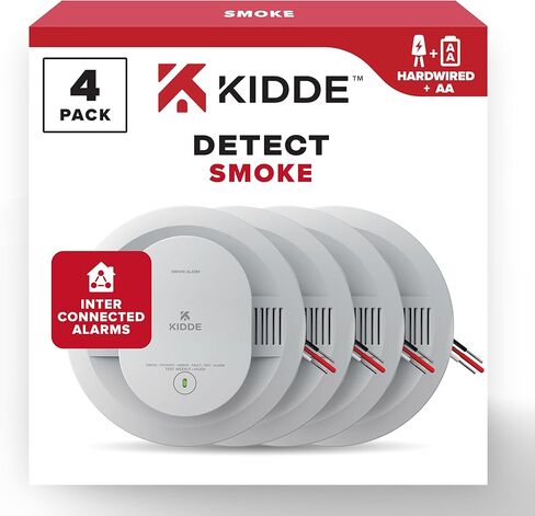 Kidde 21026063 AC Hardwired Smoke Detector Alarm with 9V Back up and Front Load Battery Door, White in Kuwait