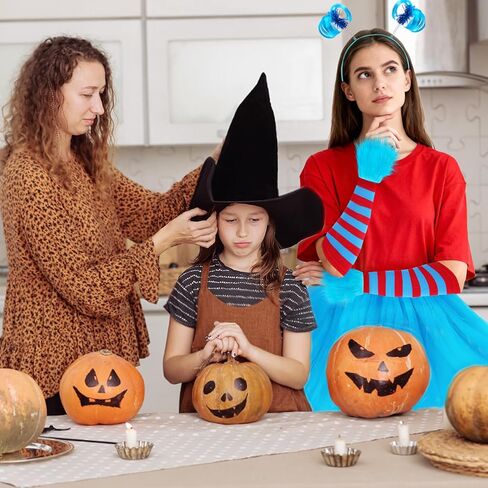 5 قطع أزياء الهالوين للنساء البالغات، تنورة توتو زرقاء/عصابة رأس على شكل ذيل حصان/أساور معصم قطيفة/جوارب مخططة/قفازات in Kuwait