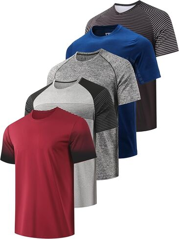 RPOVIG Men's 5 Pack Workout Gym T-Shirts Running Athletic T Shirts Hipster Short Shirt Men Clothes in Kuwait