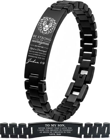 أساور آية الكتاب المقدس أساور معصم مسيحية ملهمة هدايا للابن والأب والزوج والصديق مجوهرات تشجيعية سوار من الفولاذ المقاوم للصدأ قابل للتعديل in Kuwait