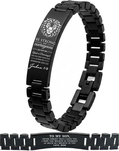 Bible Verse Bracelets Inspirational Christian Wristbands Gifts to Son Men DAD Father Husband Boyfriend Encouragement Jewelry Adjustable Stainless Steel Bracelet in Kuwait
