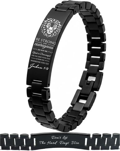 Bible Verse Bracelets Inspirational Christian Wristbands Gifts to Son Men DAD Father Husband Boyfriend Encouragement Jewelry Adjustable Stainless Steel Bracelet in Kuwait