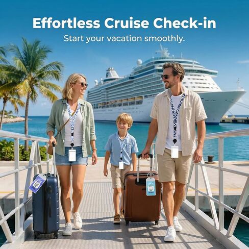 Cruise Essentials 2026 للسفر - أحزمة تعليق مع حاملات بطاقات الهوية، وحقيبة هاتف مقاومة للماء، وبطاقات الأمتعة، وشريط طاقة الرحلات البحرية، وخطافات الرحلات البحرية، وملحقات السفن السياحية in Kuwait