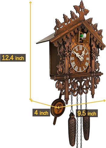 Cuckoo Clock - Coo Coo Clock - Traditional Pendulum Wall Clock Pop Out Singing Bird Clock, Cuckoo Wall Clock for Wall Art Home Living Room Kitchen Office Decor in Saudi Arabia
