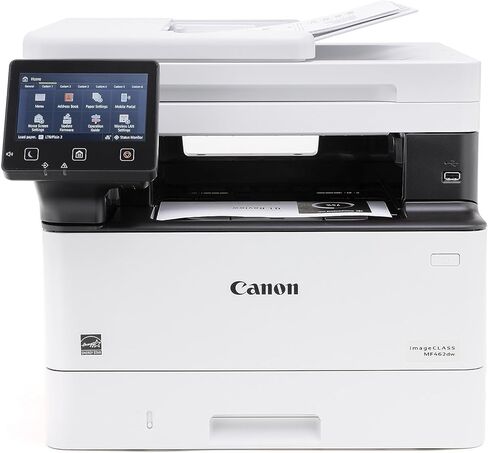 طابعة Canon imageCLASS MF462dw 4 في 1 أحادية اللون لاسلكية ليزر مزدوجة مع إمكانيات الطباعة والنسخ والمسح الضوئي والفاكس، ووحدة تغذية المستندات التلقائية، ولوحة عرض تعمل باللمس مقاس 5 بوصات (تجديد معتمد) in Kuwait