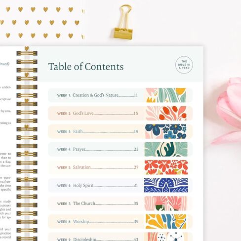 Official Spiral Bible® The Bible in a Year | 52 Week Guided Bible Study & Daily Reading Plan, Pastel Highlighters, Pen Set, & Transparent Sticky Notes in Kuwait