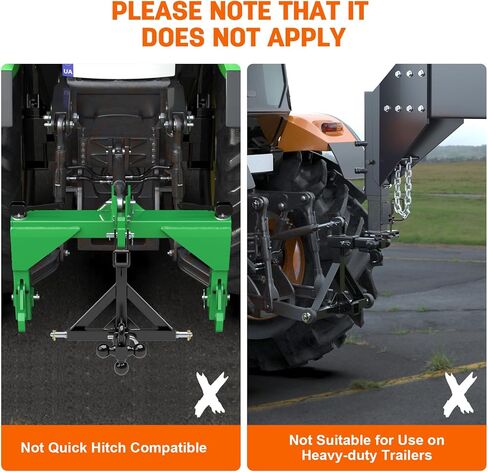 Black 3 Point Hitch Receiver with Dual 2" Receiver–Include Ball Adapter & Hook, 3 Point Quick Hitch Category 1 Fit Top Receiver & Ball Hitch, 3 Point Hitch Attachments Fit Category 1 Tractors in Saudi Arabia