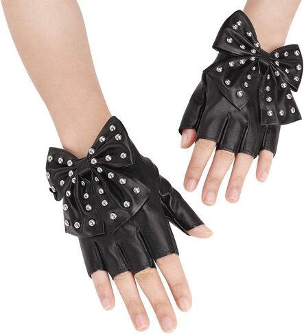 المرأة الشرير الصخرة الكبيرة Bowknot بو الجلود المرحلة نادي الرقص نصف اصبع قفازات in Kuwait