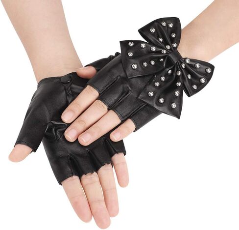 المرأة الشرير الصخرة الكبيرة Bowknot بو الجلود المرحلة نادي الرقص نصف اصبع قفازات in Kuwait
