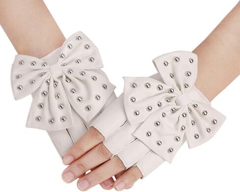 المرأة الشرير الصخرة الكبيرة Bowknot بو الجلود المرحلة نادي الرقص نصف اصبع قفازات in Kuwait