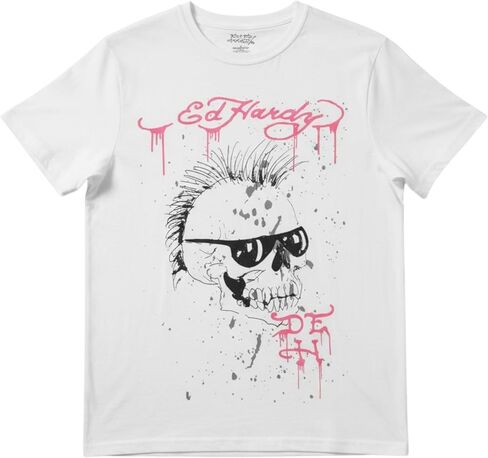 ED HARDY Men's Punk Skull Tee in White EMHR1100-31 in Saudi Arabia
