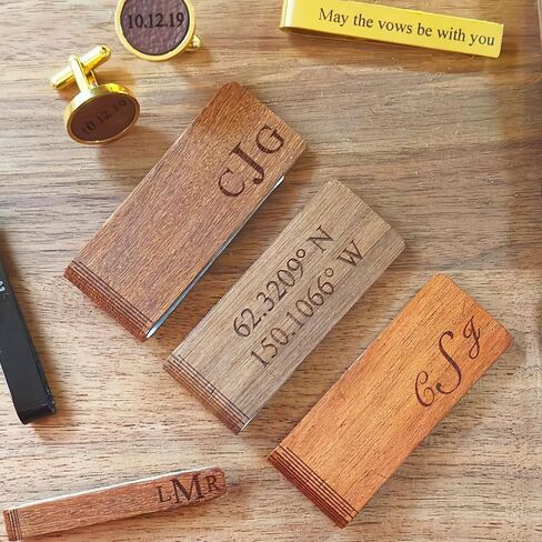 Danique Real Wood Money Clip with Custom Engraving, Father's Day Gift for Dad, Personalized Retirement Gift for Dad, Grandfather, Custom Wood 5th Year Anniversary for Husband, Boyfriend in Saudi Arabia