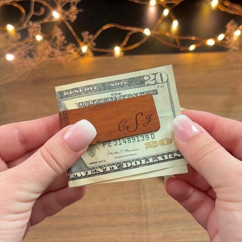 Danique Real Wood Money Clip with Custom Engraving, Father's Day Gift for Dad, Personalized Retirement Gift for Dad, Grandfather, Custom Wood 5th Year Anniversary for Husband, Boyfriend in Saudi Arabia