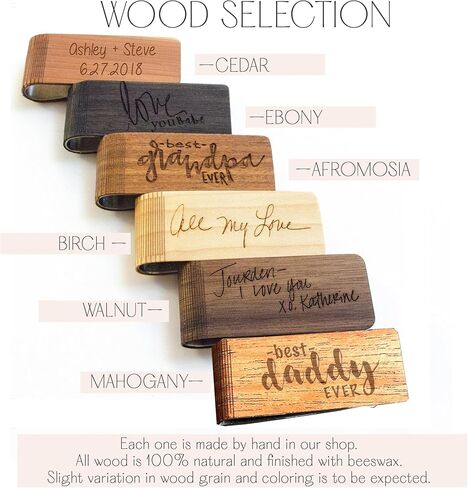 Danique Real Wood Money Clip with Custom Engraving, Father's Day Gift for Dad, Personalized Retirement Gift for Dad, Grandfather, Custom Wood 5th Year Anniversary for Husband, Boyfriend in Saudi Arabia