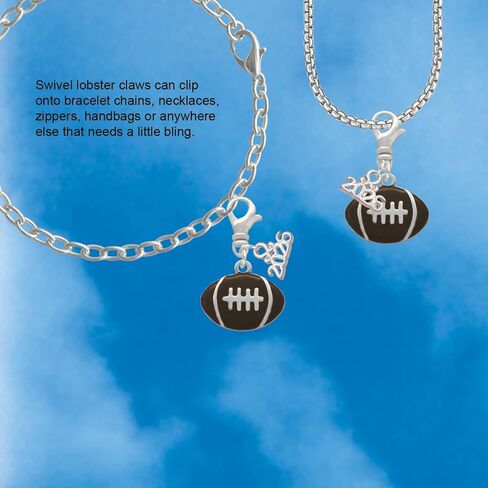 Delight Jewelry Silver Plated Large Enamel Football - Clip on Charm with Mini 2026 in Saudi Arabia
