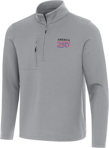 بلوفر رجالي من Antigua America 250 Insider Quarter Zip، نسيج بولي مطاطي ناعم غير لامع، سحاب على الصدر وجيب جانبي in Saudi Arabia