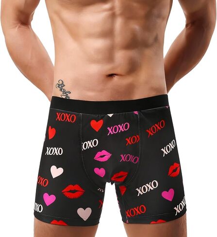 Evankin Men Valentines Boxer Briefs, Sexy Funny Novelty Heart Underwear, Comfort Breathable Soft Underpants Shorts in Saudi Arabia