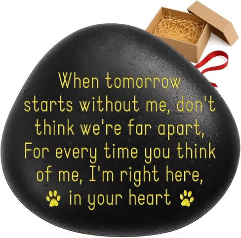 Pet Memorial Gifts, Sympathy Gift for Loss of Dog, Cat | 'When Tomorrow Starts Without Me' Engraved Stone & Keepsake | Pet Bereavement, Rainbow Bridge Gifts in Kuwait