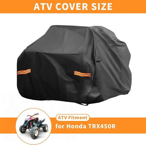 غطاء X AUTOHAUX ATV لسيارة Honda TRX450R مقاوم للماء ذو ​​4 عجلات غطاء رباعي لهوندا TRX450R غطاء خارجي من الشمس لحماية تخزين المطر 210D-PU قماش أكسفورد أسود in Saudi Arabia