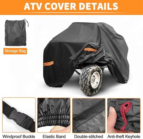 غطاء X AUTOHAUX ATV لسيارة Honda TRX450R مقاوم للماء ذو ​​4 عجلات غطاء رباعي لهوندا TRX450R غطاء خارجي من الشمس لحماية تخزين المطر 210D-PU قماش أكسفورد أسود in Saudi Arabia