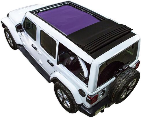SPIDERWEBSHADE Original JL 4-Door POWERTOP Full Sun Shade Top (2024-2026) متوافق مع Jeep Wrangler JLU Sky ONE Touch Rubicon Sahara جميع الديكورات - وسادة هوائية آمنة - صناعة أمريكية - ضمان 10 سنوات (أسود) in Kuwait