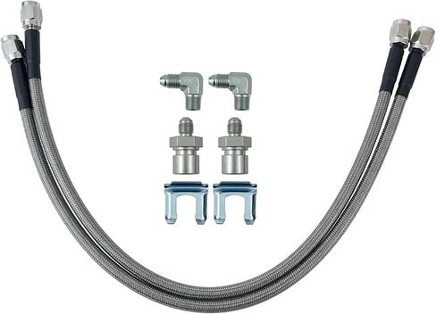 220-8307 Flexline,Brake Hose Kit,Front,18 in, 3 AN Hose,3 AN Straight Inlet,3 AN Straight Outlet,Fittings Included,Various Applications in Kuwait