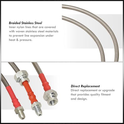 AJP Distributors Silver Stainless Steel Braided Oil Brake Lines Hoses Cables Kit 6PC Front & Rear Set Compatible/Replacement For RX-7 RX7 FC3S FC S4 S5 JDM 1984 1985 1986 1987 1988 1989 1990 1991 1992 in Saudi Arabia
