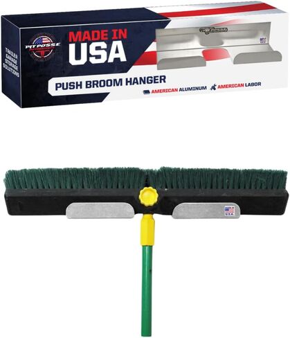 Pit Posse 607 Push Broom Hanger Rack Holder Aluminum Trailer Organizer-Made in USA- Race Car Enclosed Cargo Shop Garage Accessory - (Silver)- Toy Hauler, 5th Wheel, Snowmobile in Kuwait