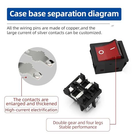 JD 2pcs 30A KCD4 Power Switch 125V/250V AC DPST Rocker Switch ON/Off Switch 4Pins Red Light Illuminated Toggle Switch with UL Certificate in Saudi Arabia