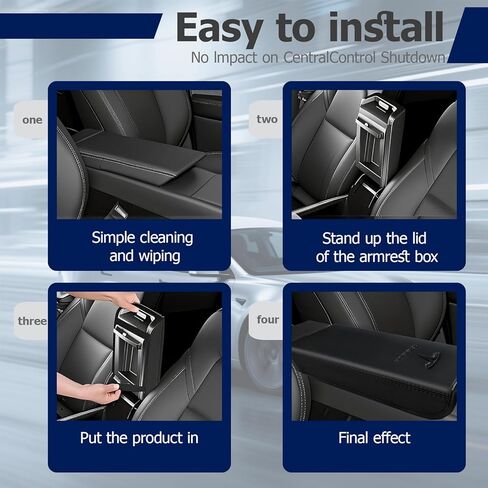 Center Console Armrest Cover for Tesla Model Y Juniper / Model 3 Highland 2025-2026, Vegan Leather Armrest Protector with Key Card Holder & Logo, Scratch-Resistant Interior Accessories, Black in Saudi Arabia