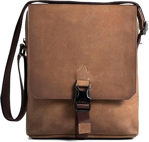 حقيبة VELEZ من الجلد المحبب للرجال - حقائب ماسنجر صغيرة الحجم - تابلت 11 بوصة - محفظة كتف للرجال in Kuwait