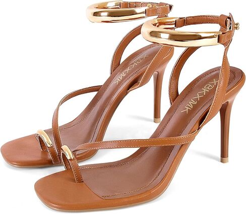 صنادل بكعب سترابي للنساء صنادل بحلقة لأصابع القدم بكعب ستيليتو صيفي أنيق مفتوح بمقدمة مستديرة وكعب عالي in Kuwait