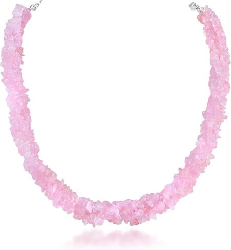 5-Layered Gemstone Necklace, 925 Sterling Silver Handmade Chips Beaded Necklace for Women, Ethnic Multi-Strand Silver Jewelry, Wedding Party Gift. in Saudi Arabia